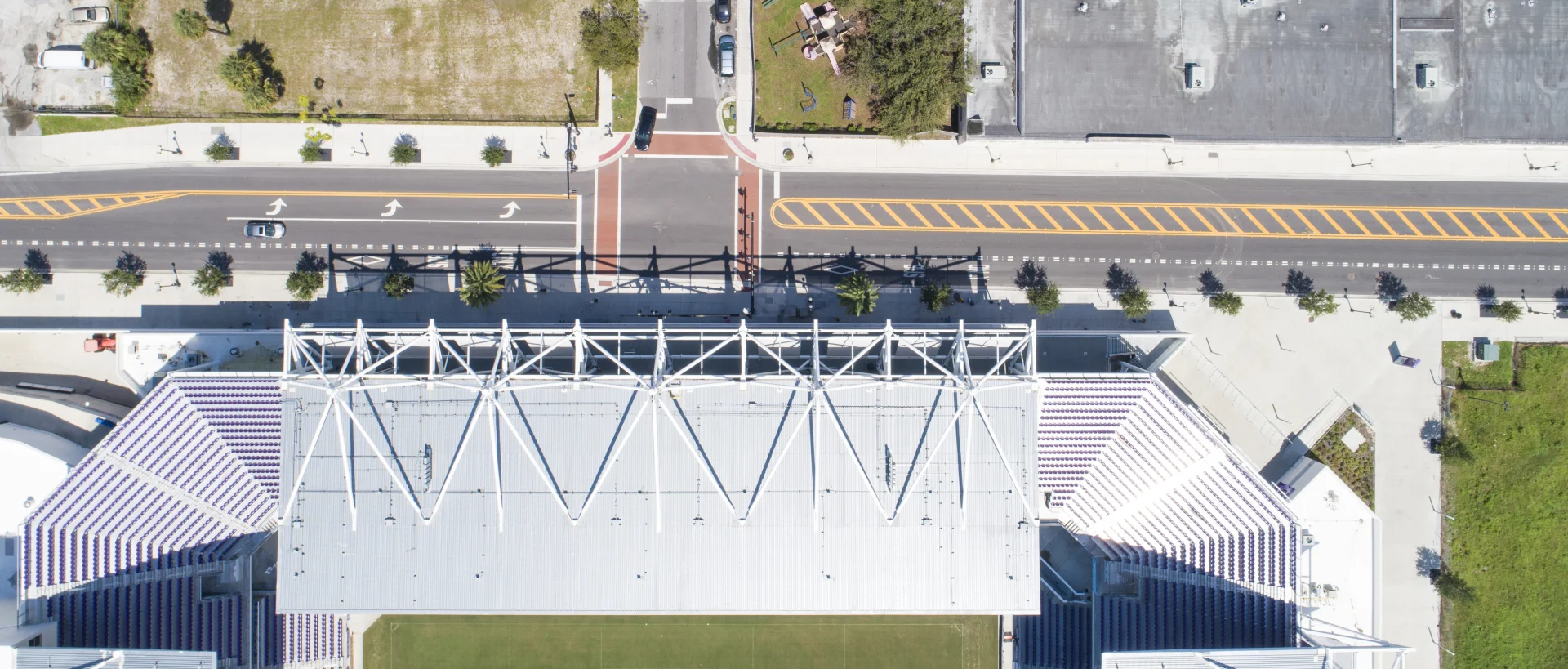 roadway and stadium awning