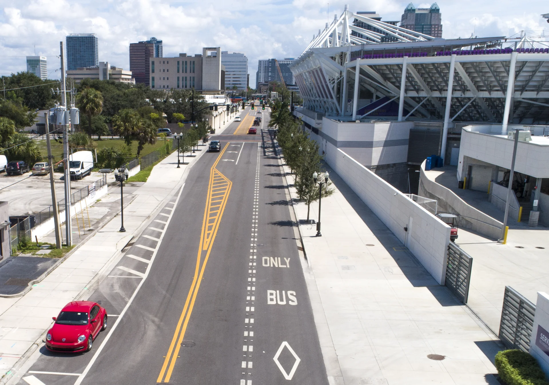 roadway and stadium side
