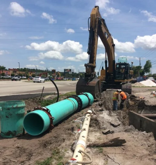 workers excavating land