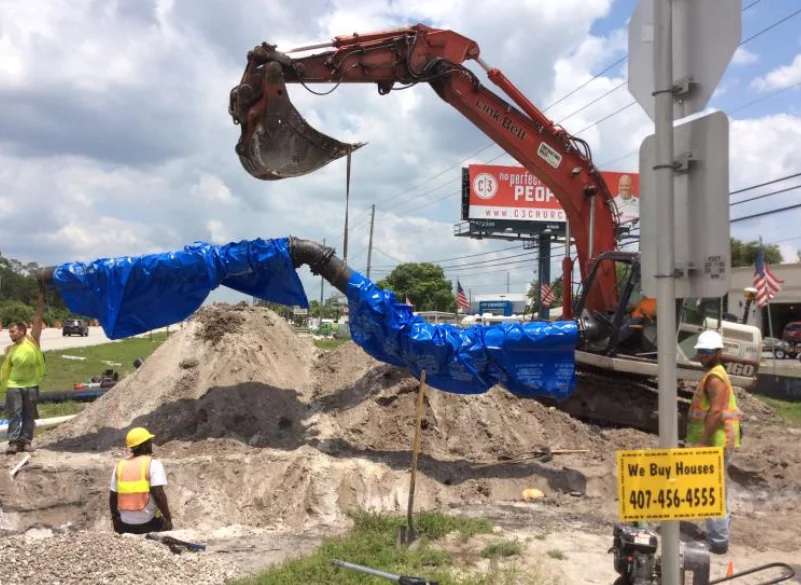 workers excavating land