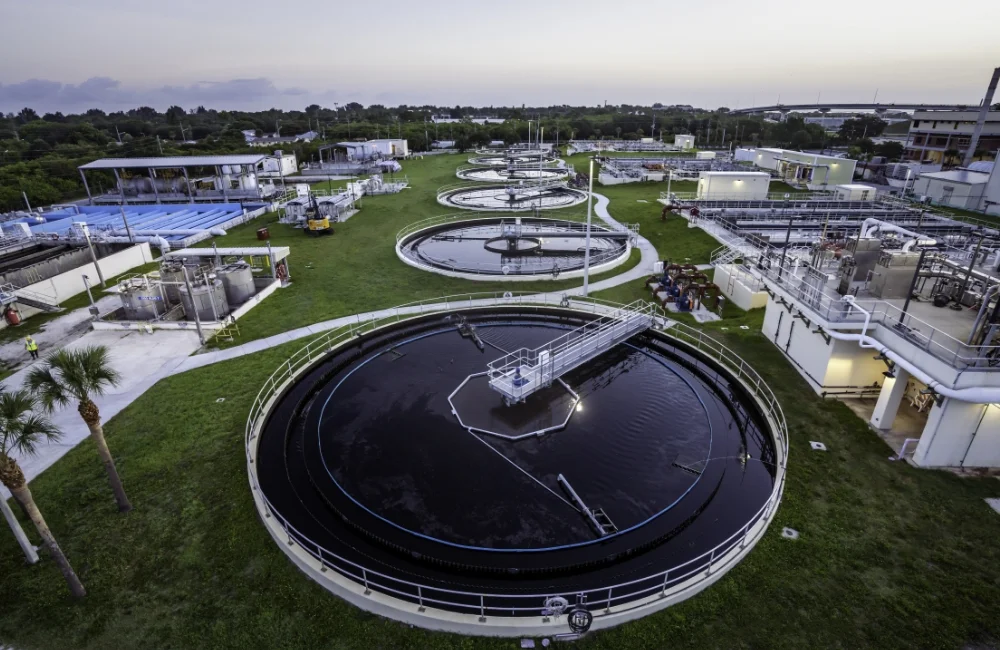 wastewater treatment facility aerial view