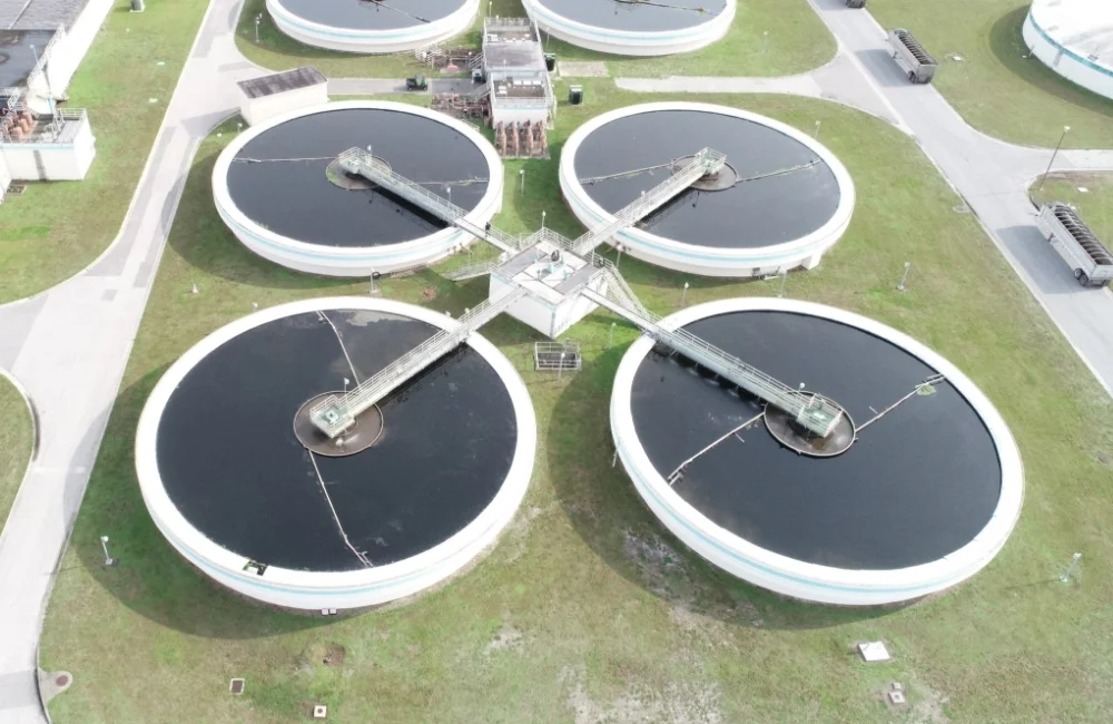 wastewater treatment facility aerial view
