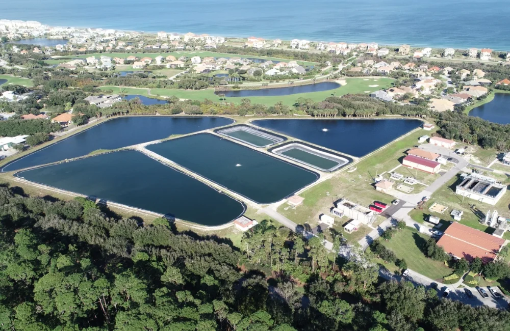 wastewater treatment facility aerial view