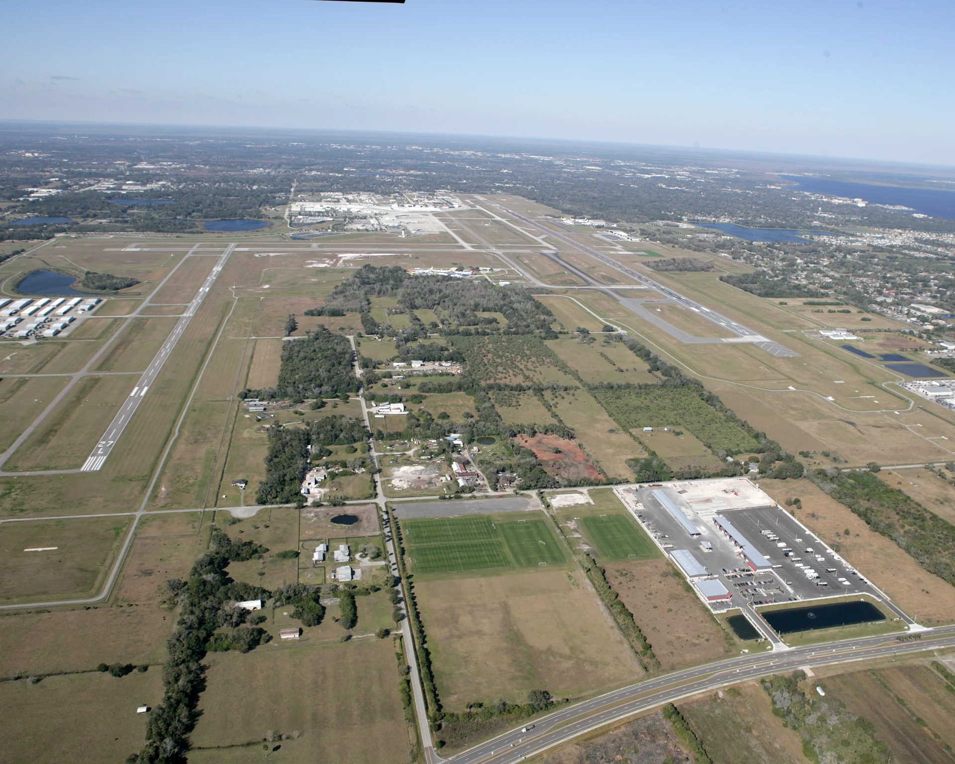 aerial view of full roadway