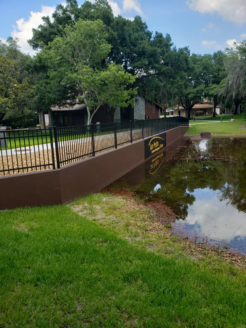 sidewalk and railing over water