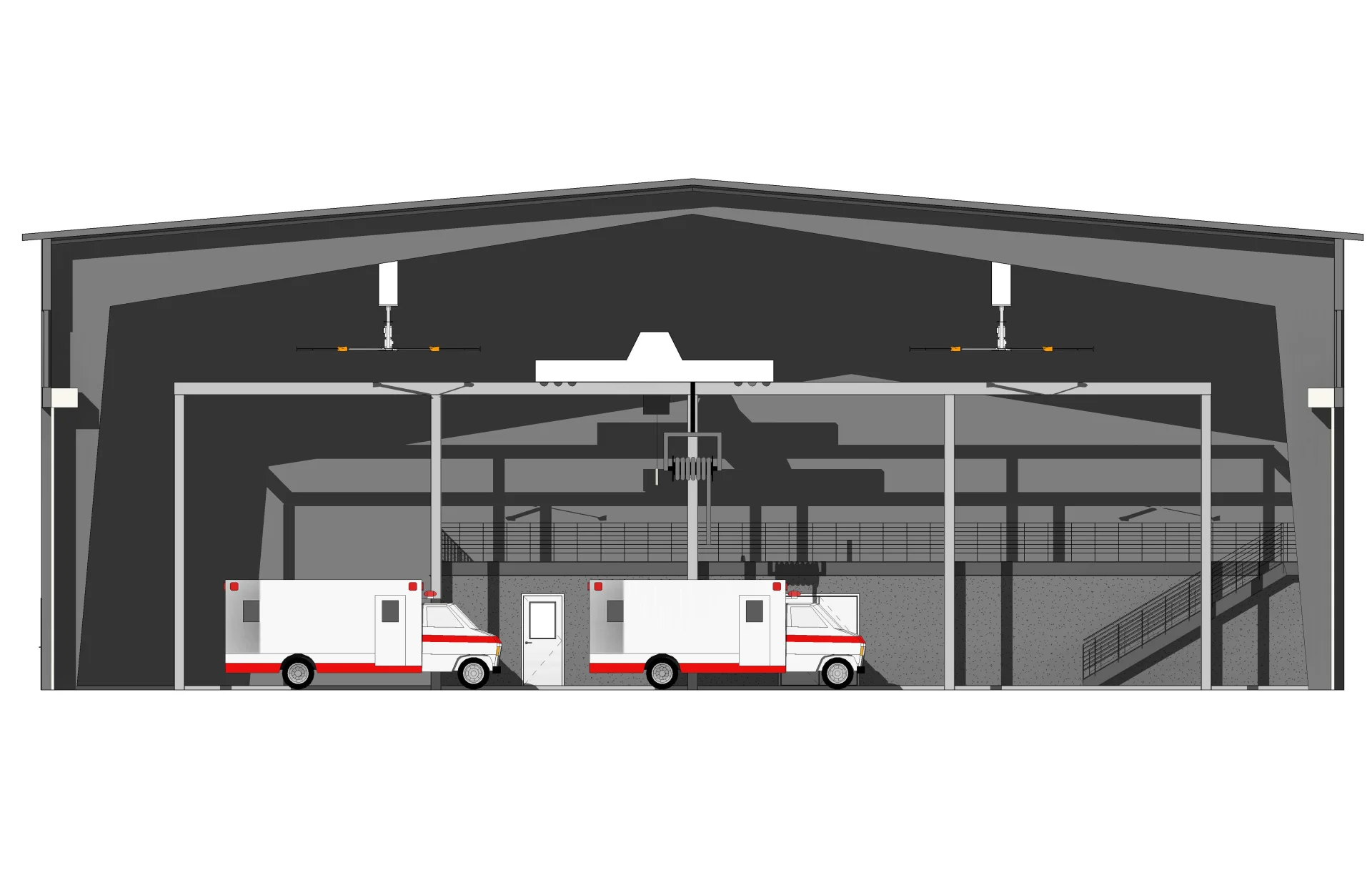 technical drawing of ambulance bay